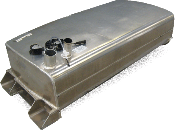 Custom-engineered stainless steel combo fuel and oil tank reservoir
